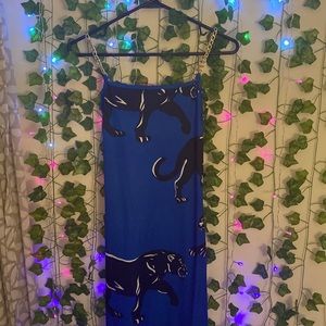 Blue Gold Chain Leopard Dress